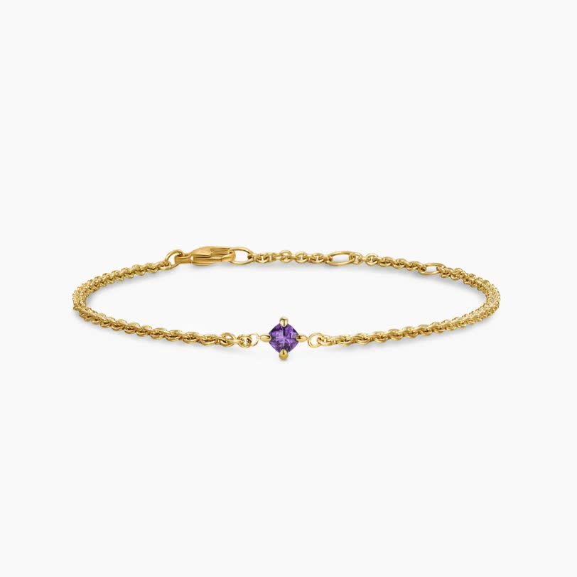 David Yurman Gold Bracelet with Amethyst Gemstone David Yurman Gold Bracelet with Amethyst Gemstone